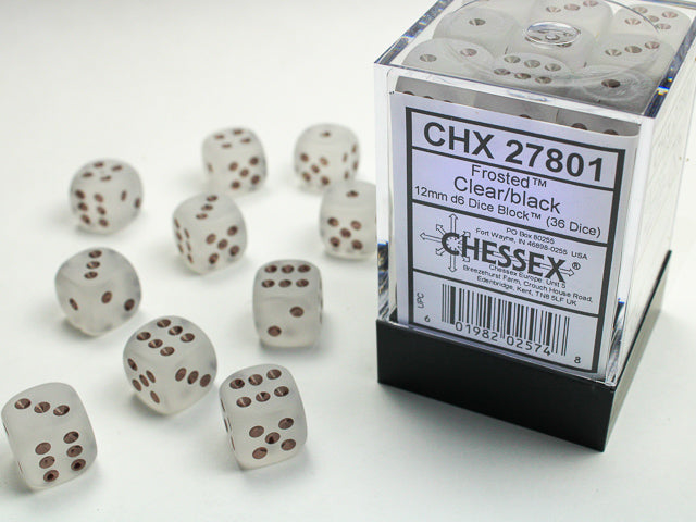 Chessex 16mm d6 with pips Dice Blocks (12 Dice) - Marble Ivory w/black