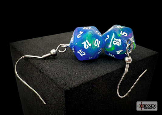Chessex Hook Earrings Festive Waterlily Mini-Poly d20 Pair