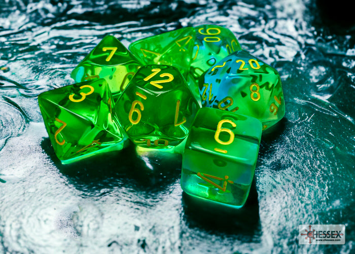 Gemini Polyhedral Translucent Green-Teal/yellow 7-Die Set