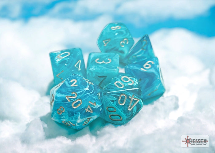 Chessex Cirrus 7-Die Set - Aqua w/silver