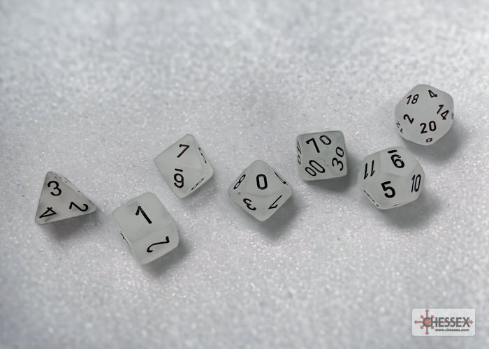 Chessex Frosted 7-Die Set - Clear w/black