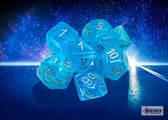 Chessex Luminary Polyhedral 7-Die Set - Sky w/silver