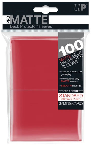 UP - Standard Deck Protector - PRO-Matte Red (100 Sleeves)