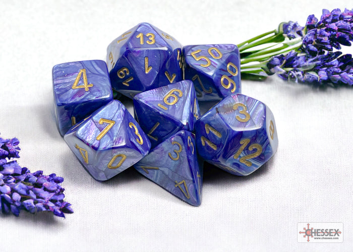 Chessex Lustrous 7-Die Set - Purple w/gold