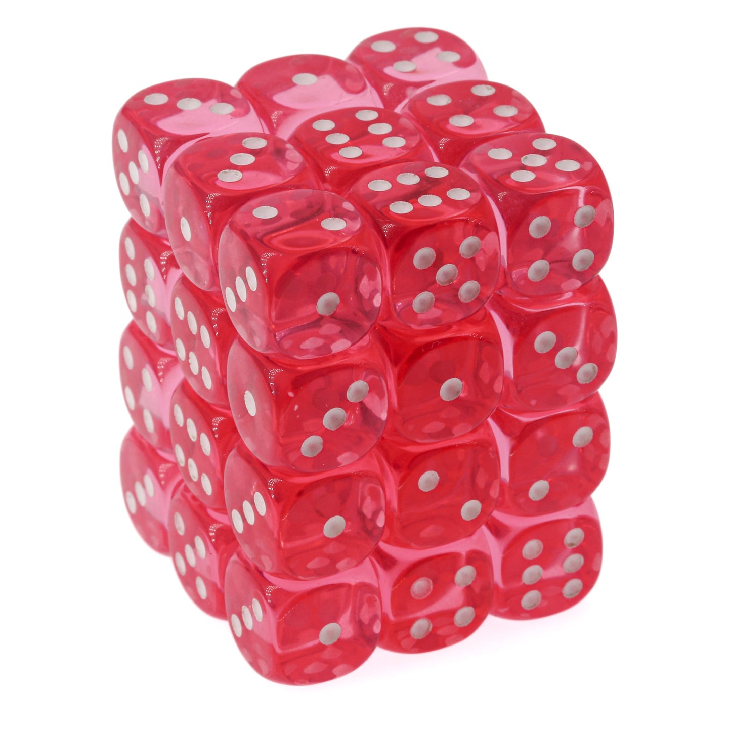 Chessex Translucent Pink/white 12mm d6 Dice Block (36 dice)