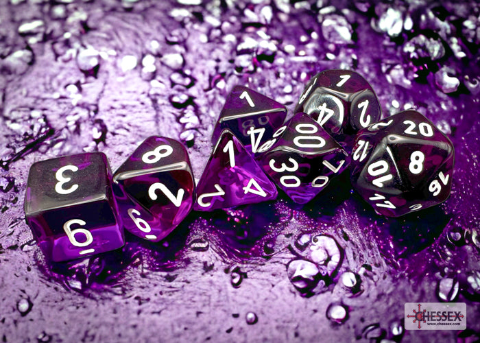 Chessex Translucent Polyhedral 7-Die Set - Purple/white