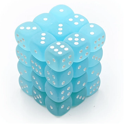 Chessex Signature 12mm d6 with pips Dice Blocks (36 Dice) - Frosted Teal w/white