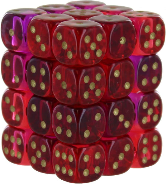 Chessex Dice Set – 12mm Gemini: Translucent Red-Violet