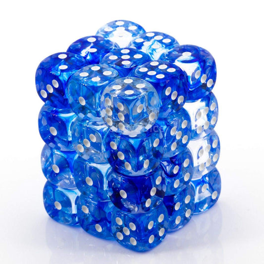 Chessex Signature 12mm d6 with pips Dice Blocks (36 Dice) - Nebula Dark Blue w/white