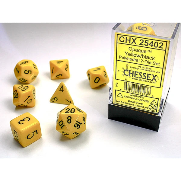 Chessex Opaque Polyhedral 7-Die Sets - Yellow w/black