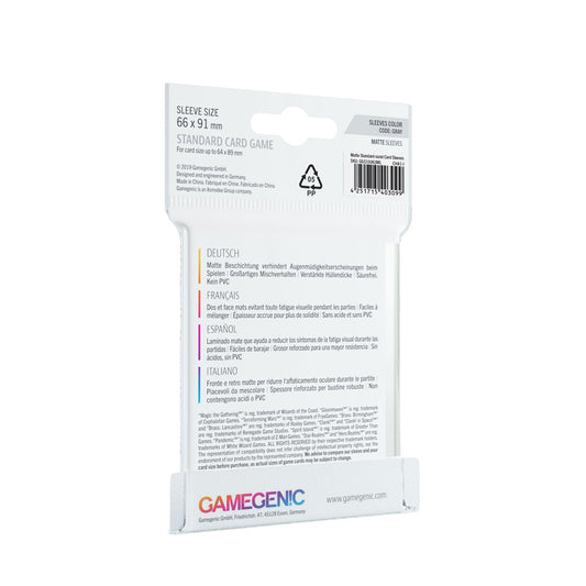 Gamegenic - MATTE Standard Card Game Sleeves 66 x 91 mm - Clear (50 Sleeves)