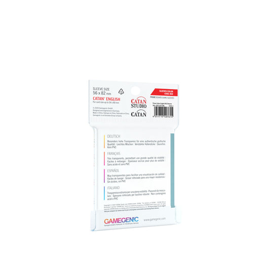Gamegenic - Catan-Sized Sleeves 56 x 82 mm - Clear (50 Sleeves)