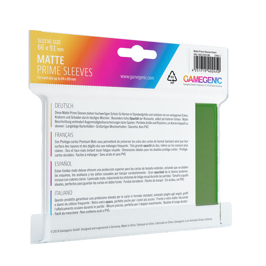 Gamegenic - Matte Prime Sleeves Green (100 Sleeves)
