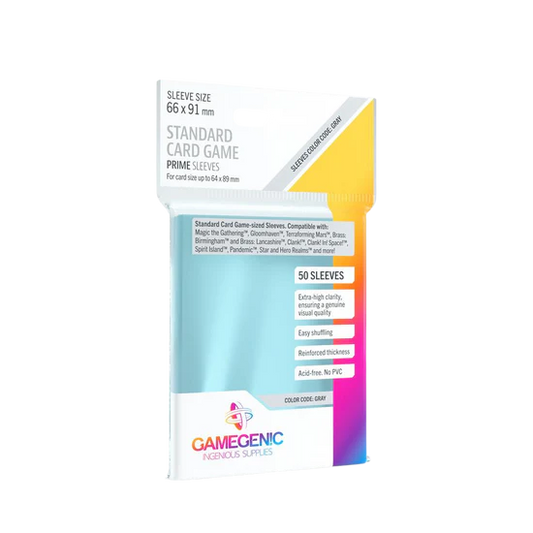PRIME Standard Card Game Sleeves 66 x 91 mm - Clear (50 Sleeves)