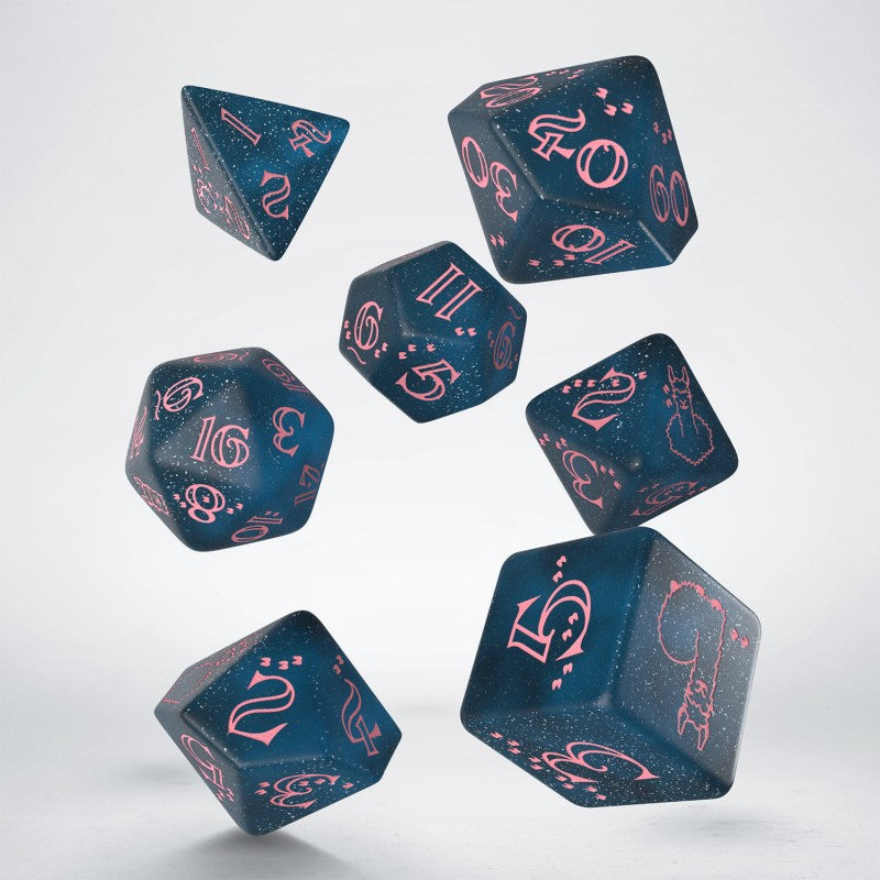 D&D - Sparkling Llama Dice Set (Glittering dark blue & pink)
