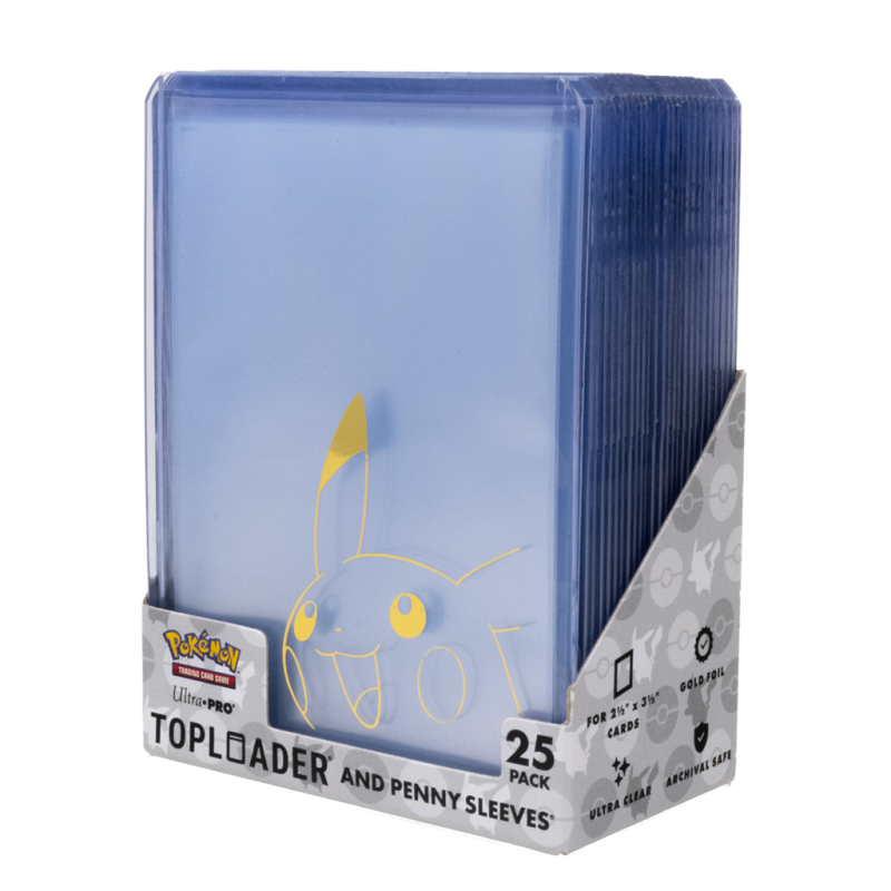 UP - Pikachu Toploader And Penny Sleeves Combo Pack For The Pokémon Trading Card Game (25 Pack)