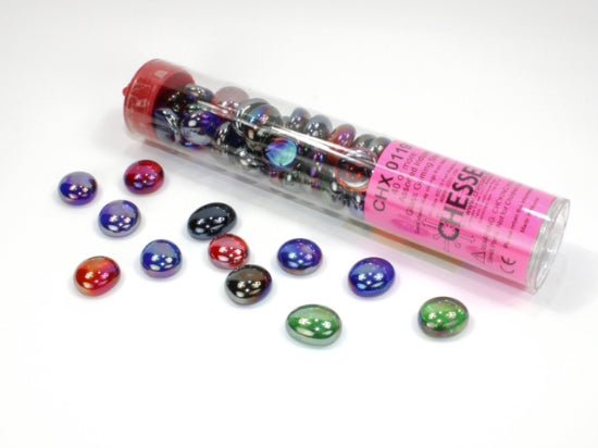 Chessex Gaming Glass Stones in Tube - Assorted Iridized (40)