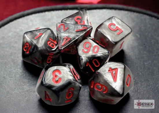 Chessex Velvet Mini-Polyhedral Black/red 7-Die Set