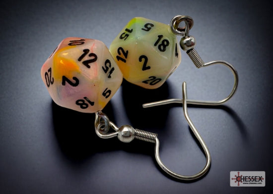 Chessex Hook Earrings Festive Circus Mini-Poly d20 Pair