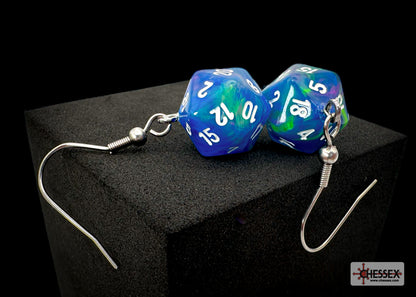 Chessex Hook Earrings Festive Waterlily Mini-Poly d20 Pair