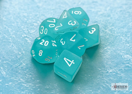 Chessex Frosted 7-Die Set - Teal w/white