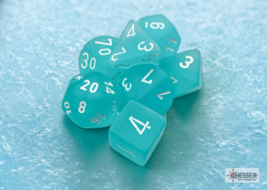 Chessex Frosted 7-Die Set - Teal w/white