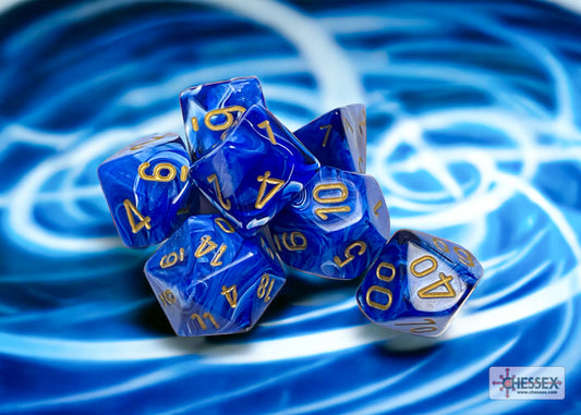 Chessex Vortex 7-Die Set - Blue w/gold