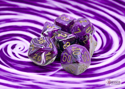 Chessex Vortex 7-Die Set - Purple w/gold