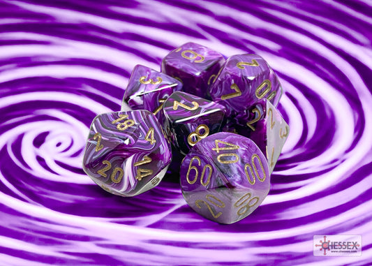 Chessex Vortex 7-Die Set - Purple w/gold