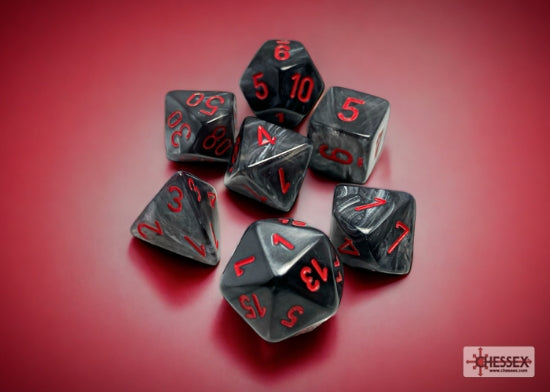 Chessex Velvet 7-Die Set - Black w/red