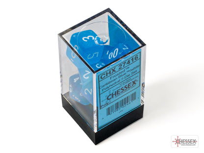 Chessex Frosted 7-Die Set - Carribean Blue w/white