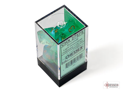Chessex Borealis Polyhedral Light Green/gold Luminary 7-Die Set