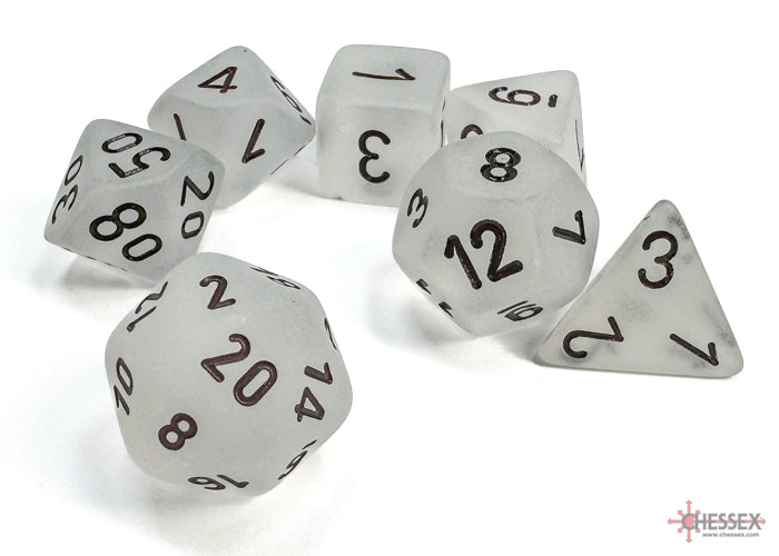 Chessex Frosted 7-Die Set - Clear w/black