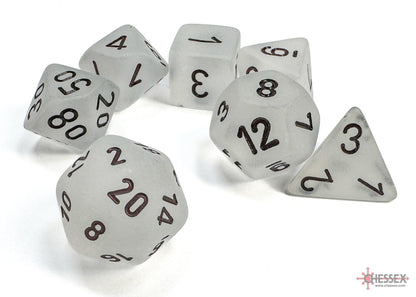 Chessex Frosted 7-Die Set - Clear w/black
