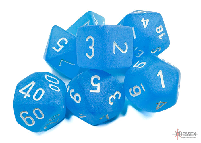 Chessex Frosted 7-Die Set - Carribean Blue w/white