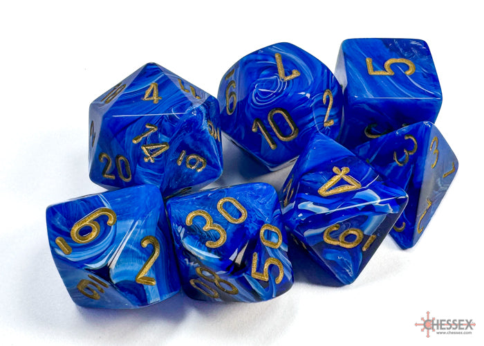 Chessex Vortex 7-Die Set - Blue w/gold