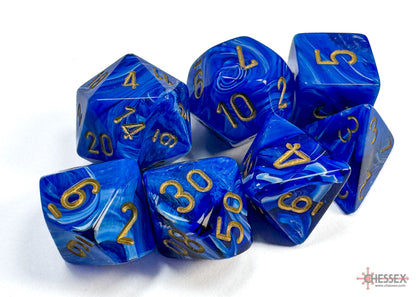 Chessex Vortex 7-Die Set - Blue w/gold