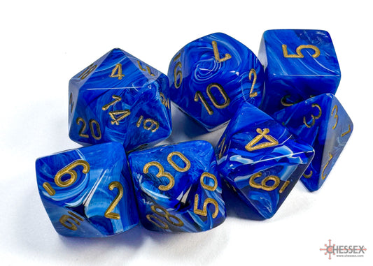 Chessex Vortex 7-Die Set - Blue w/gold
