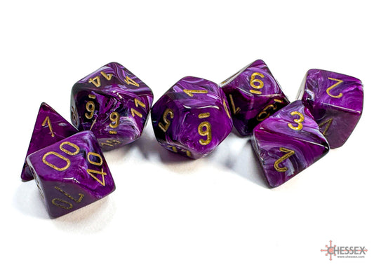 Chessex Vortex 7-Die Set - Purple w/gold