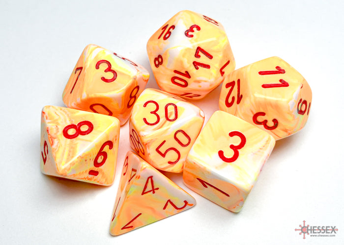 Chessex Festive Polyhedral 7-Die Set - Sunburst w/red