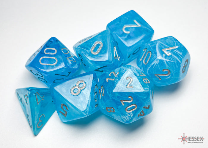 Chessex Luminary Polyhedral 7-Die Set - Sky w/silver