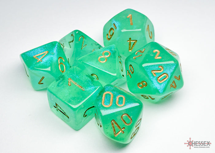 Chessex Borealis Polyhedral Light Green/gold Luminary 7-Die Set