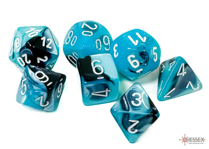 Chessex Gemini Polyhedral 7-Die Set - Black-Shell w/white