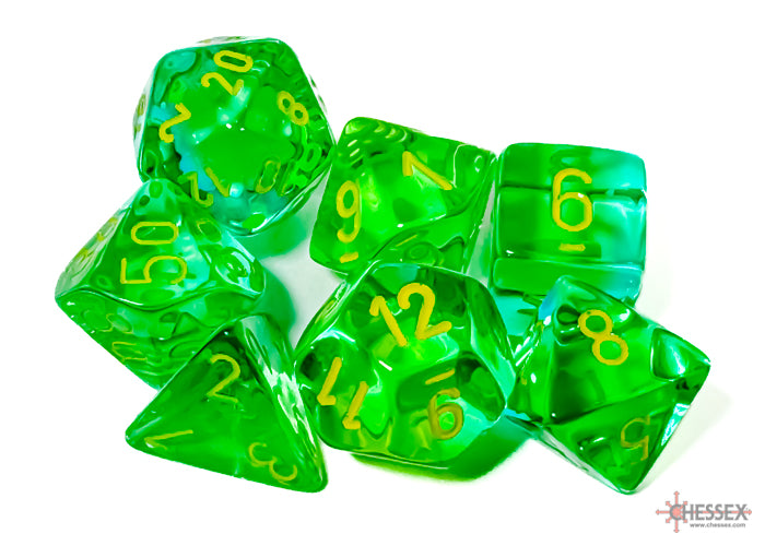Gemini Polyhedral Translucent Green-Teal/yellow 7-Die Set