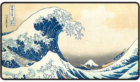 UP - The Great Wave off Kanagawa Black Stitched Playmat