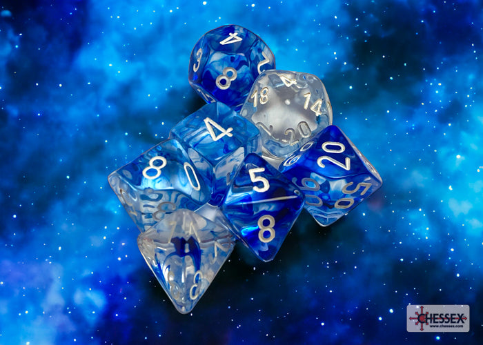 Chessex Nebula 7-Die Set - Dark Blue w/white