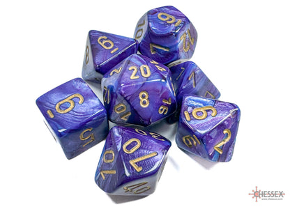 Chessex Lustrous 7-Die Set - Purple w/gold