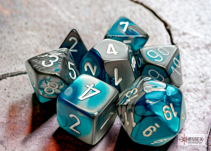 Chessex Gemini Polyhedral 7-Die Set - Steel-Teal w/white