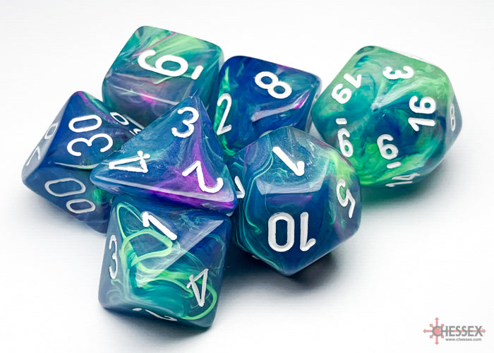 Chessex Festive Polyhedral 7-Die Set - Waterlily w/white