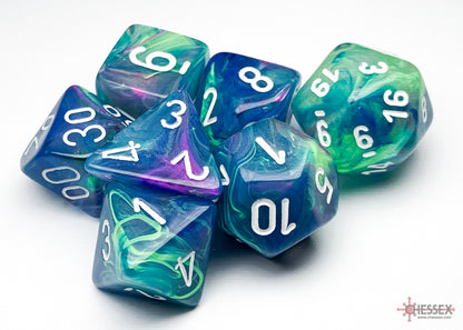 Chessex Festive Polyhedral 7-Die Set - Waterlily w/white